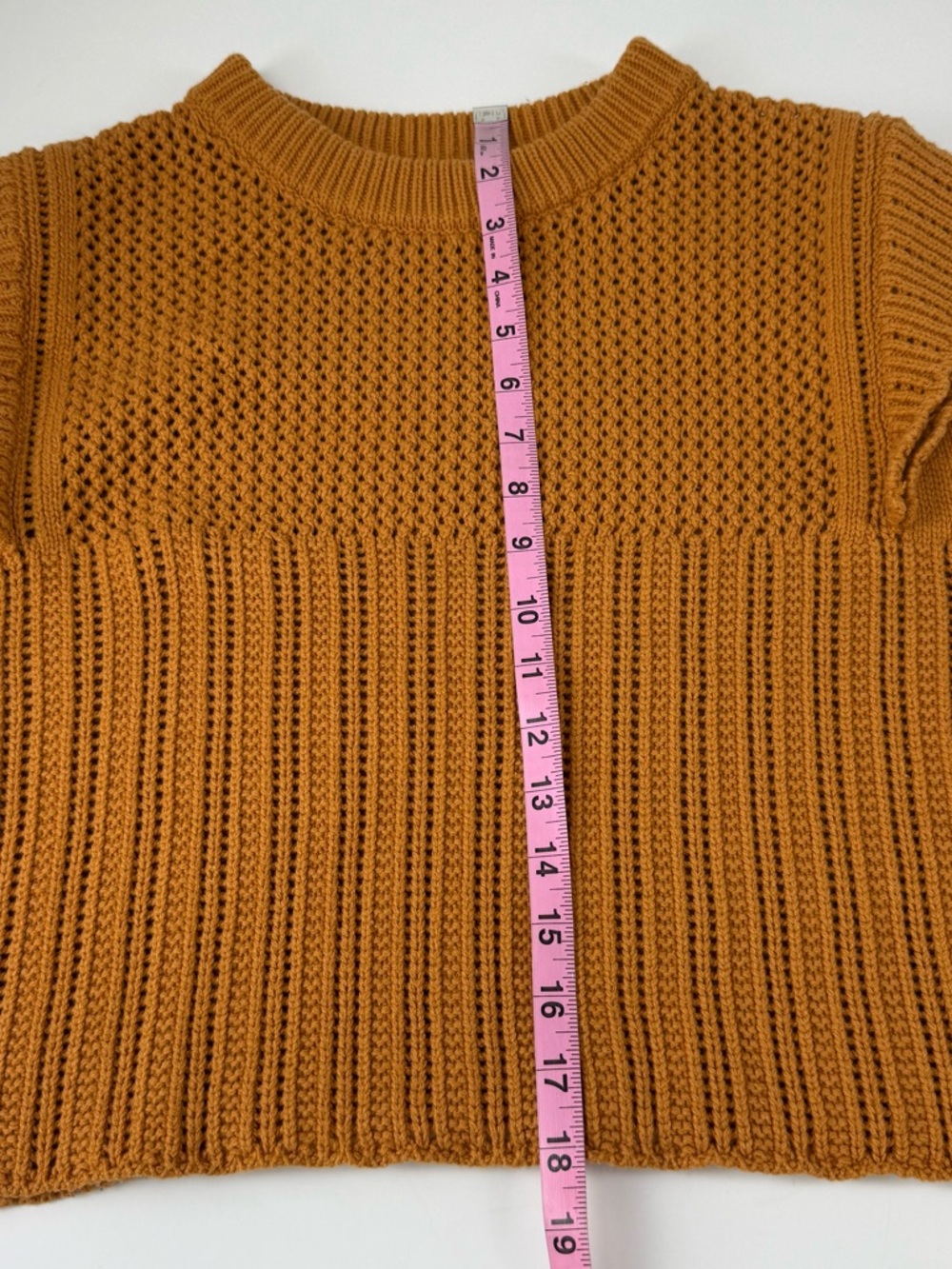 Anthropologie Flat White Ruffle Sweater Womens Small Yellow Knit - Picture 6 of 6